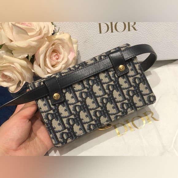 CHRISTIAN DIOR SADDLE NAVY SHOULDER FLAP WOC CHEST BELT POUCH BAG D RING - Picture 2 of 13